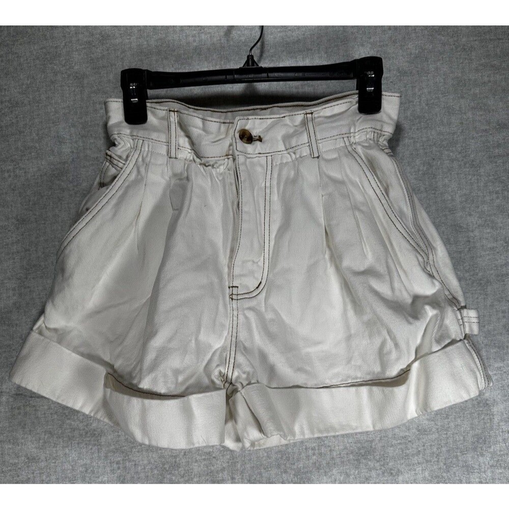 Artist & Art High Elastic Cinch Waisted White Shorts Women’s Size Small Y2K